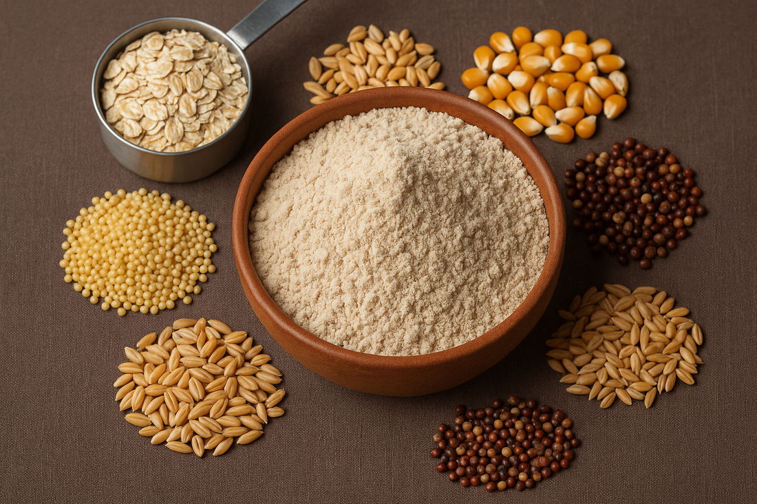 Bowl of multigrain atta with assorted grains for weight loss benefits